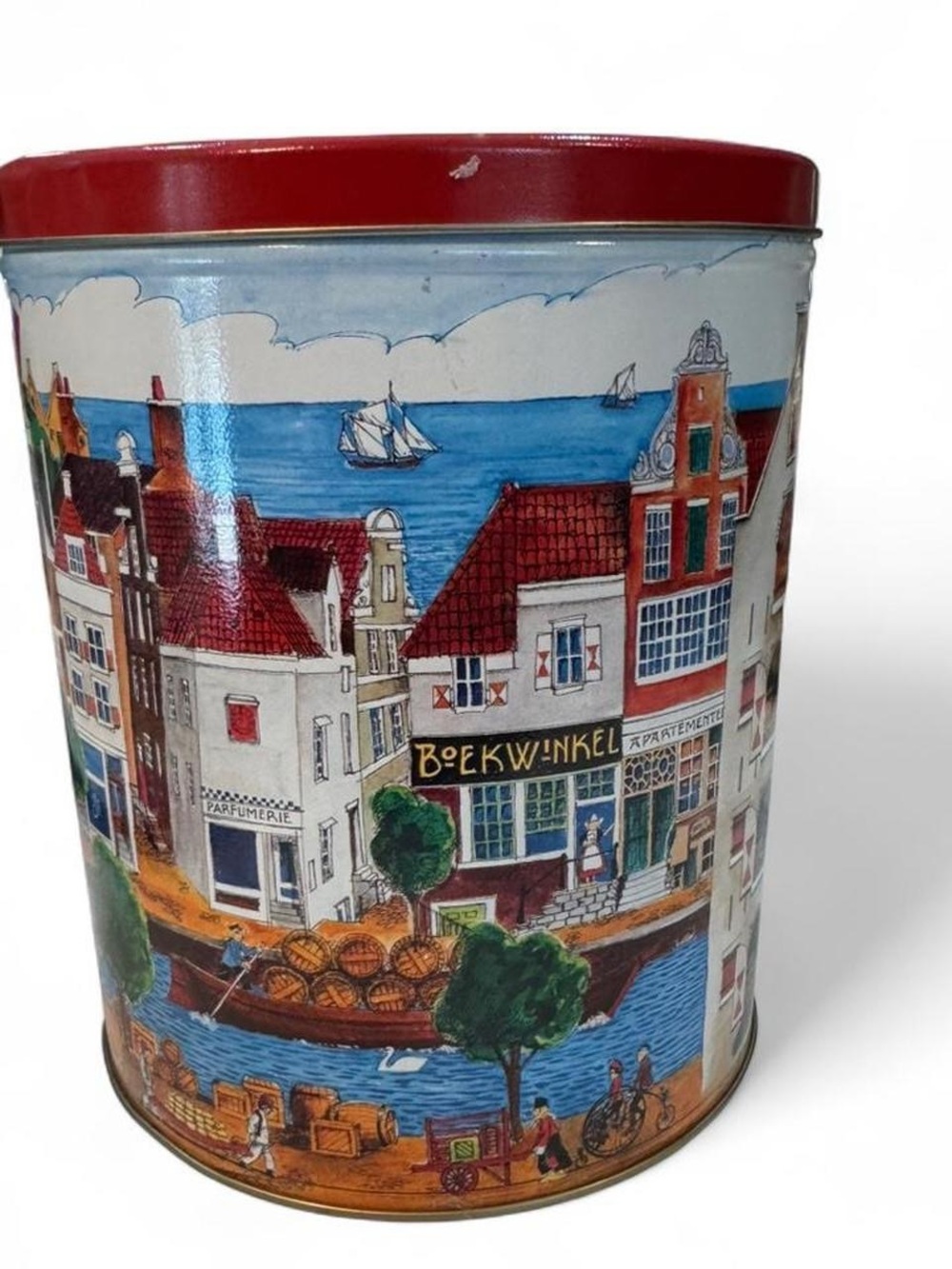 Vintage Amsterdam scene popcorn tin
